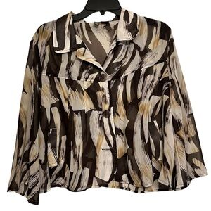 Sere Nade size XL tan & brown print semi sheer jacket